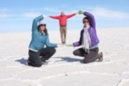 Eve & Allison Holding Wee Marvin at Uyuni Salt Flats